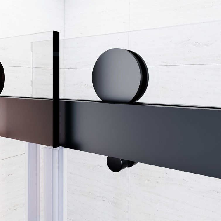 Matte Black Frameless Sliding Shower Door with Clear Tempered Glass