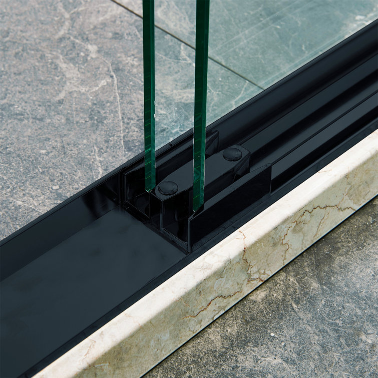 Matte Black 48" Double Sliding Shower Door with Tempered Glass