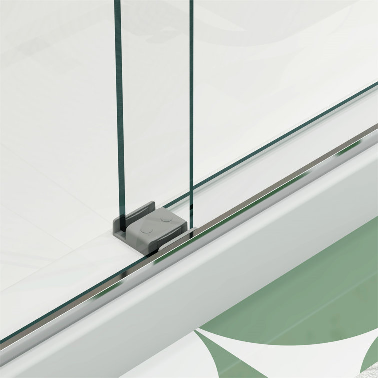 Chrome 58" x 56" Tempered Glass Sliding Shower Door