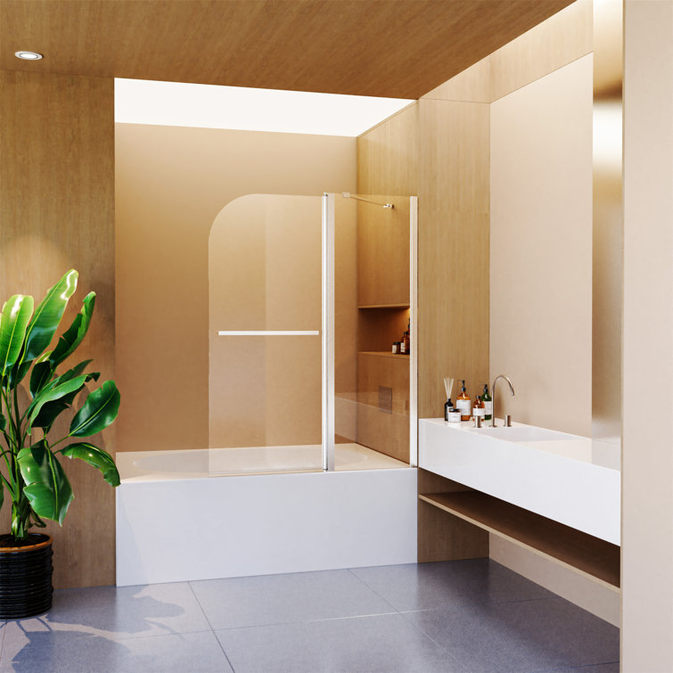 43" W x 58" H Frameless Chrome Folding Shower Doors with Tempered Glass