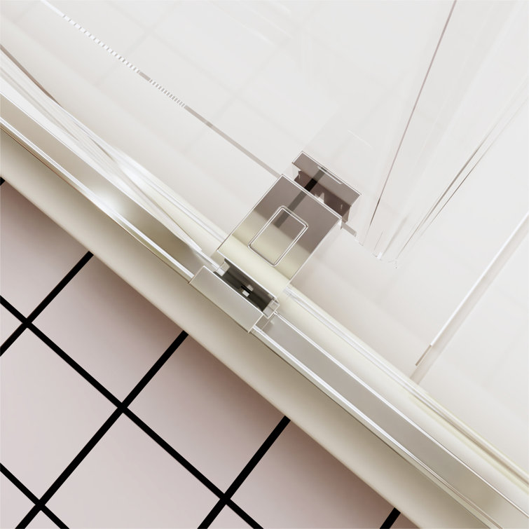 Chrome Frameless Double Sliding Soft-Close Shower Door with Tempered Glass
