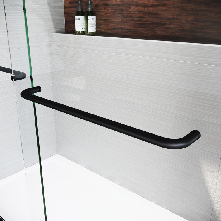Matte Black Semi-Frameless Sliding Shower Door with Clear Tempered Glass