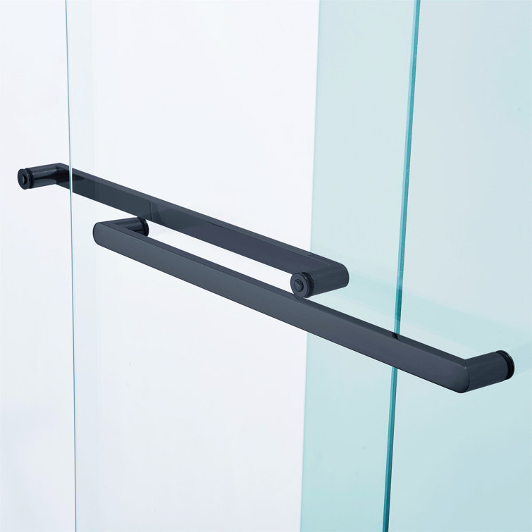 Matte Black 48" Double Sliding Shower Door with Tempered Glass