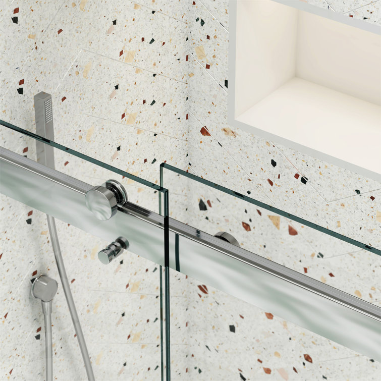Chrome 58" x 56" Tempered Glass Sliding Shower Door