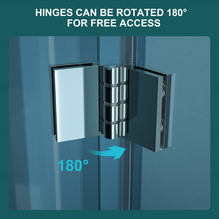 72" Frameless Bi-Fold Shower Door with Tempered Glass and Chrome Frame