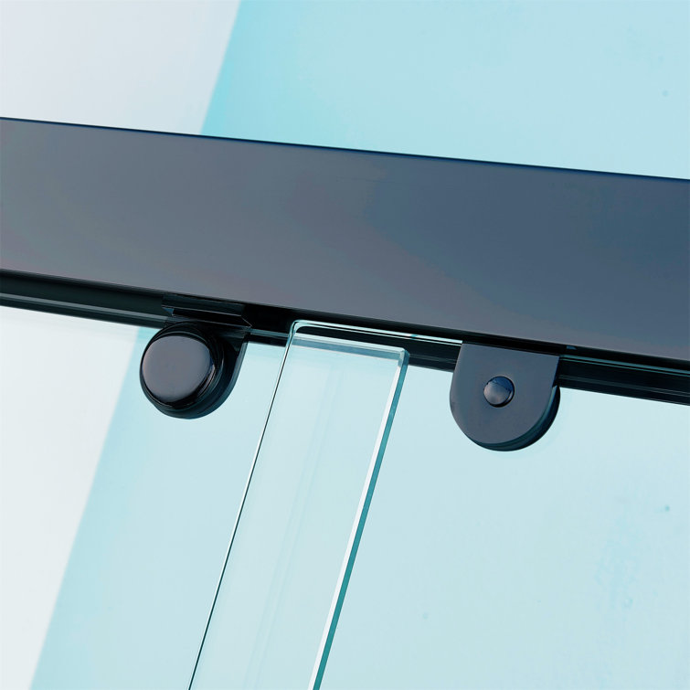 Matte Black 48" Double Sliding Shower Door with Tempered Glass