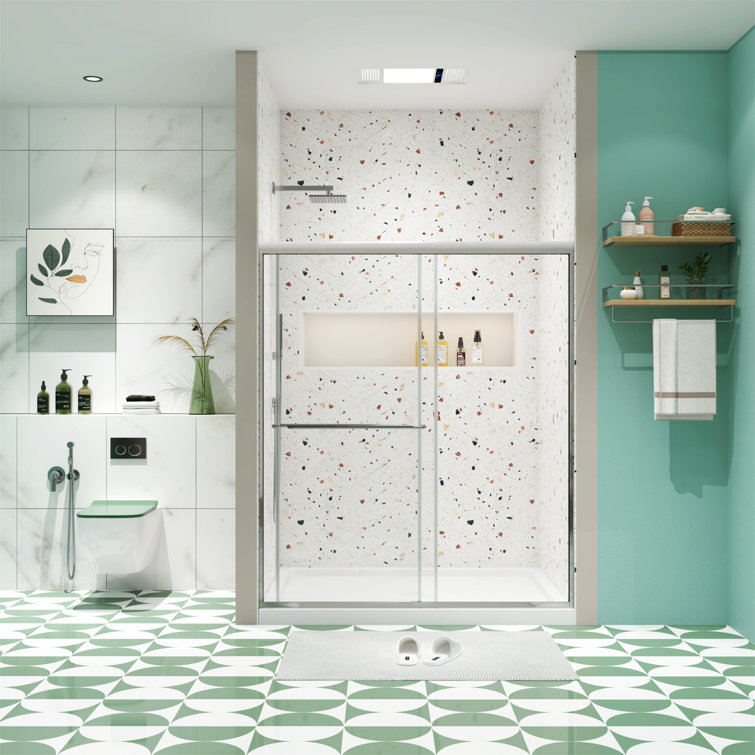 Chrome 70" Sliding Bypass Shower Door with Tempered Glass