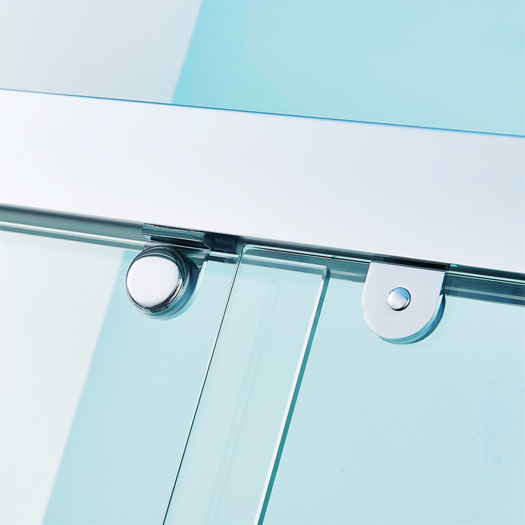 60" Chrome Frameless Double Sliding Shower Door with Clear Glass