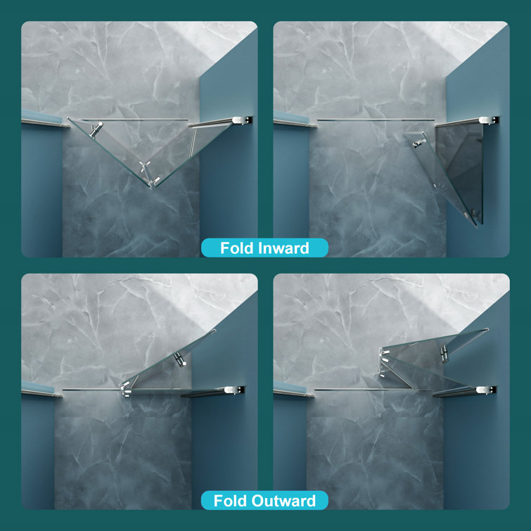 72" Frameless Bi-Fold Shower Door with Tempered Glass and Chrome Frame