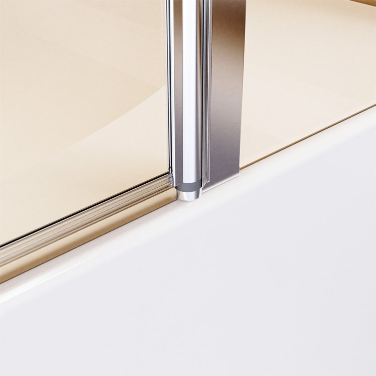 43" W x 58" H Frameless Chrome Folding Shower Doors with Tempered Glass