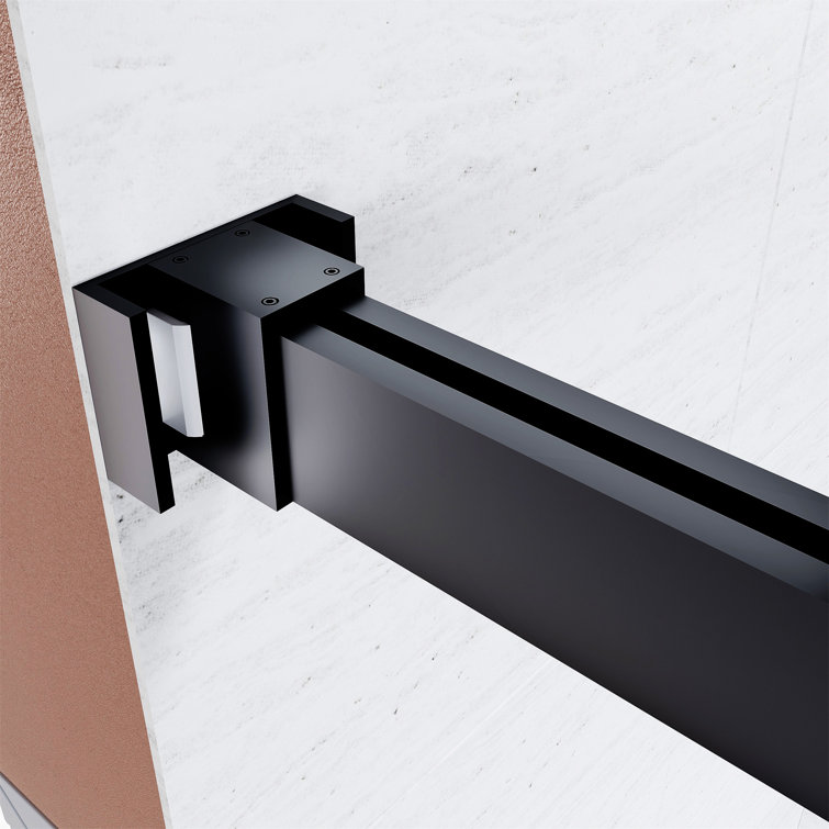 Matte Black Frameless Sliding Shower Door with Clear Tempered Glass