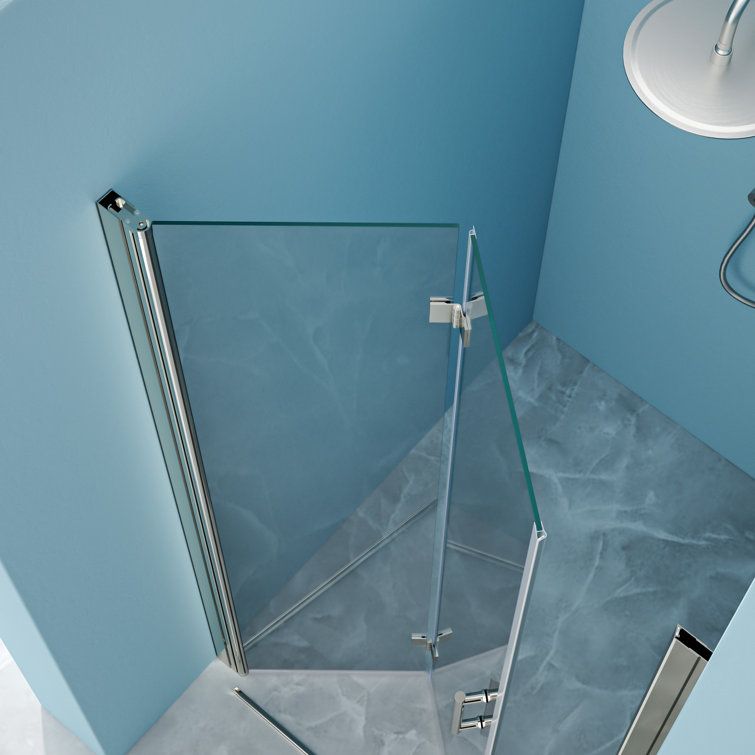 72" Frameless Bi-Fold Shower Door with Tempered Glass and Chrome Frame