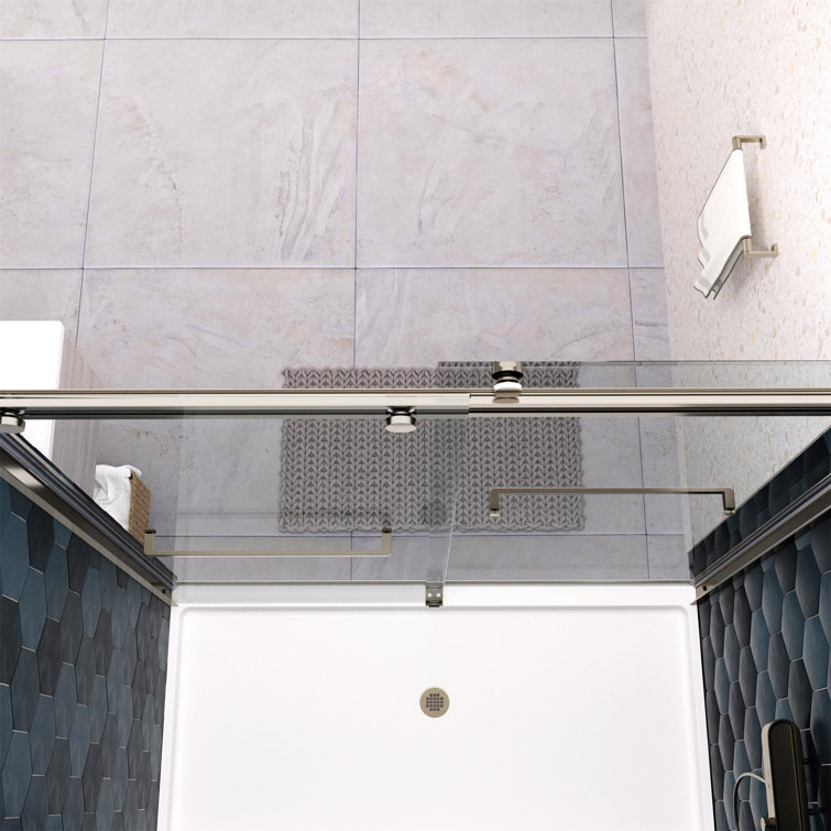 Chrome 58" x 56" Tempered Glass Sliding Shower Door
