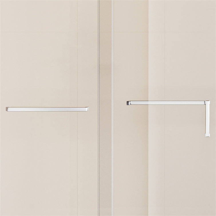 60" x 76" Frameless Matte Black Sliding Shower Door with Clear Tempered Glass