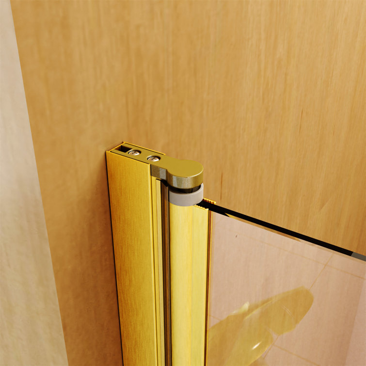 31"W x 55"H Brushed Gold Frameless Tempered Glass Bathtub Door