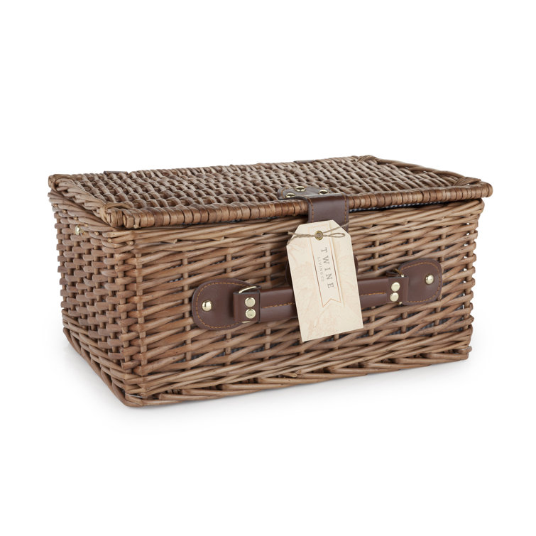 Newport Brown Wicker Picnic Basket Set with Insulated Compartments