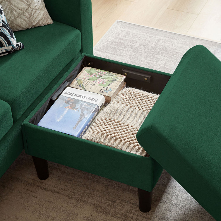 Green Polyester Blend 3-Piece Convertible Sectional Sofa Set
