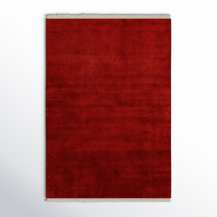 Handmade Red Wool Rectangular 5' x 7' Rug