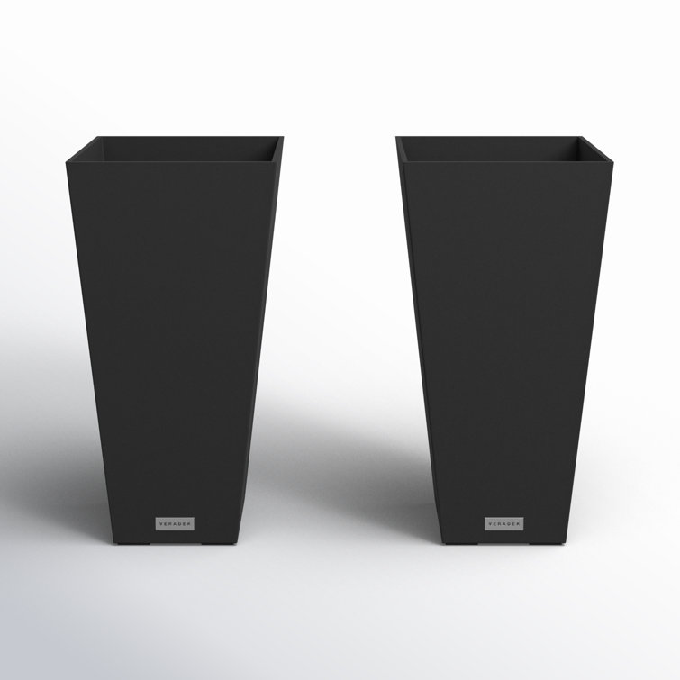 Black 26" Tall Modern Plastic Planter Set