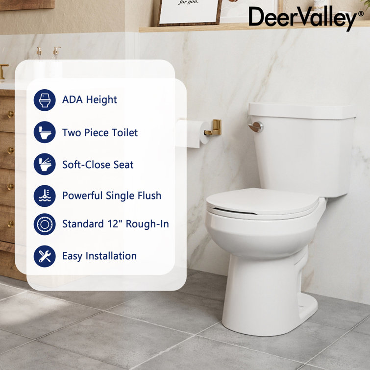 White Round Dual Flush ADA Chair Height Toilet with Soft Close Seat