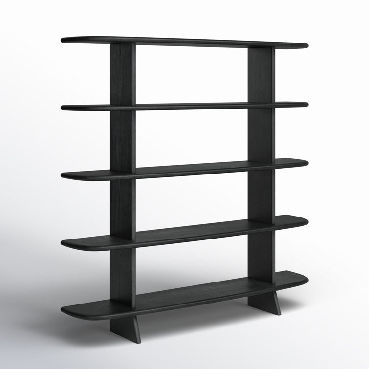 Black Hardwood 4-Tier Vertical Bookcase