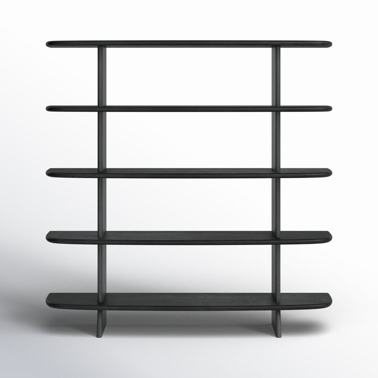 Black Hardwood 4-Tier Vertical Bookcase