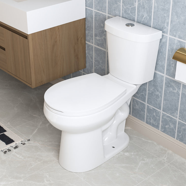 White Round Dual Flush High Efficiency Two-Piece Toilet