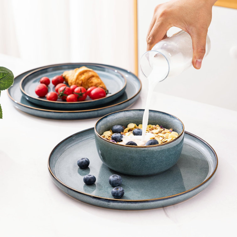 Latris Ocean Blue Ceramic 12-Piece Dinnerware Set