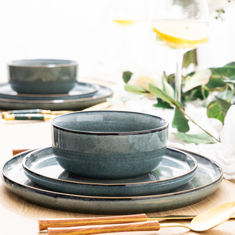 Latris Ocean Blue Ceramic 12-Piece Dinnerware Set
