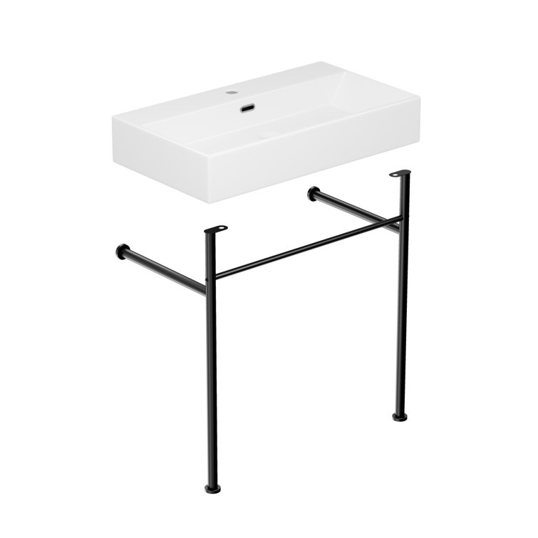 Turner 30" Matte Black Ceramic Wall-Mount Console Sink