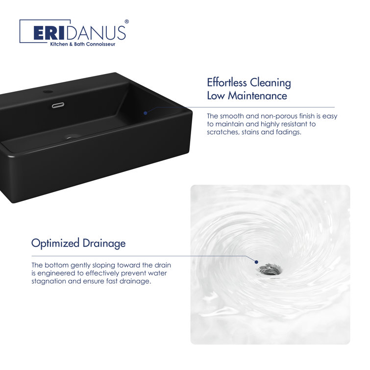 Turner Matte Black Ceramic Wall-Mount Console Sink