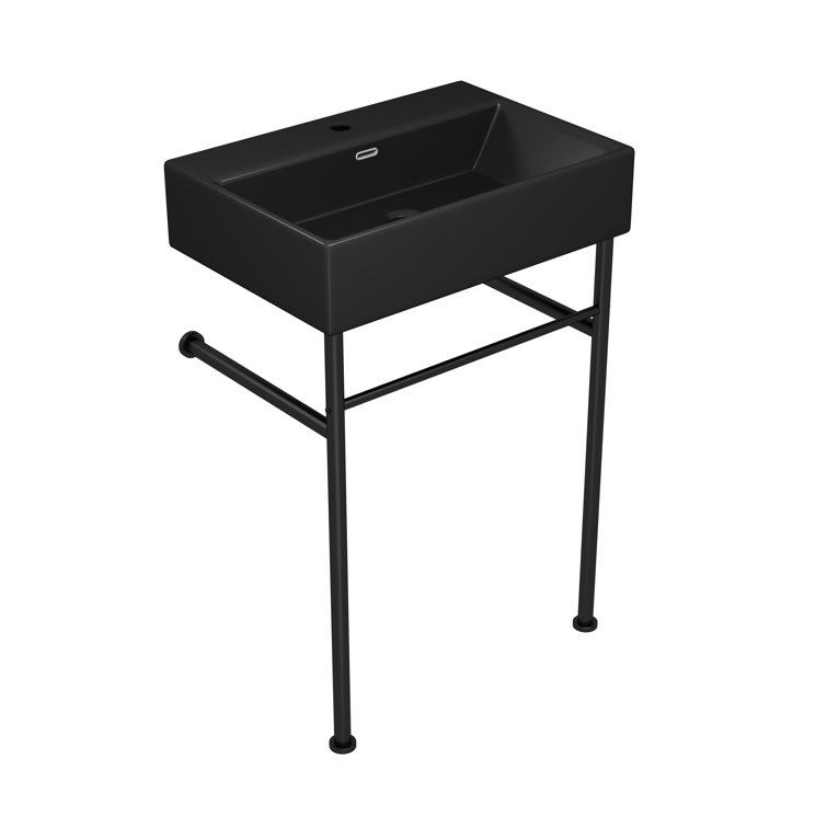 Turner Matte Black Ceramic Wall-Mount Console Sink