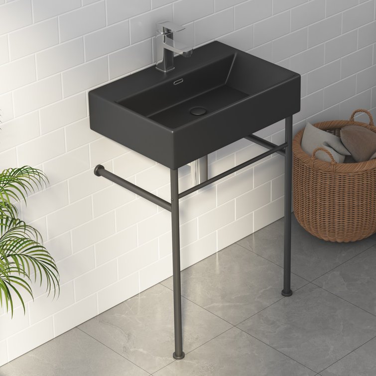 Turner Matte Black Ceramic Wall-Mount Console Sink