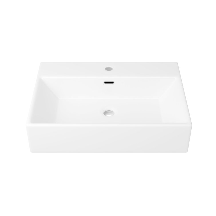 Turner 24" White and Brushed Nickel Ceramic Wall-Mount Console Sink