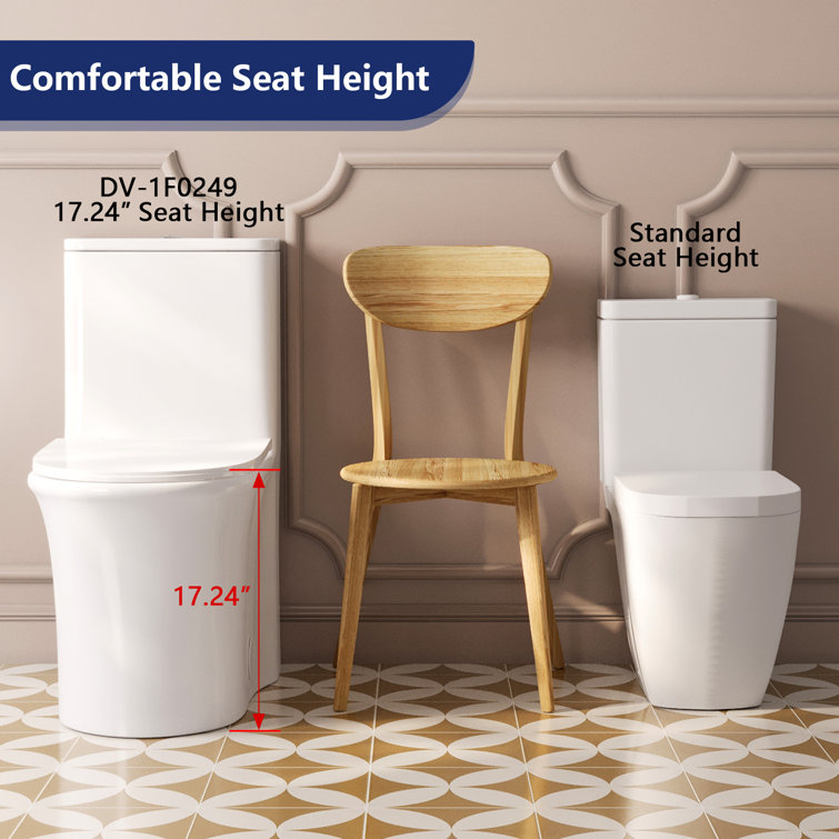 White Ceramic Elongated Dual Flush One-Piece Toilet
