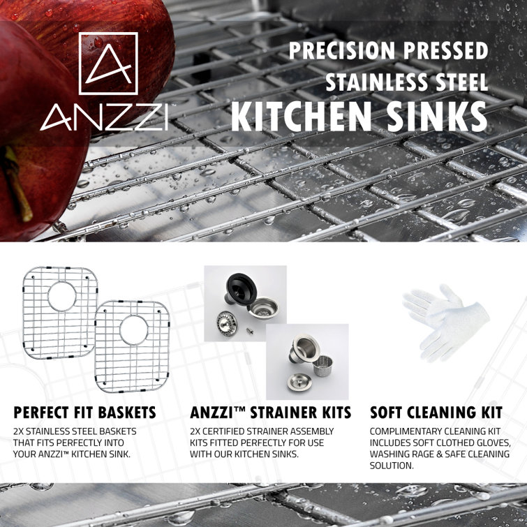 Moore 32'' Double Bowl Stainless Steel Undermount Kitchen Sink