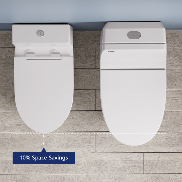 White Ceramic Elongated Dual Flush One-Piece Toilet