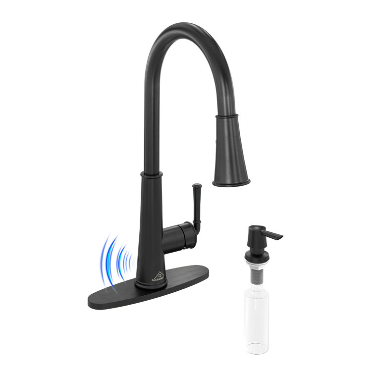 Matte Black Stainless Steel Pull-Down Kitchen Faucet with LED Light