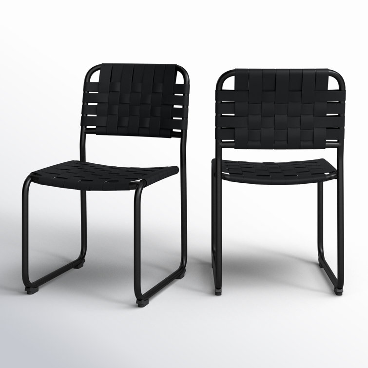 Bailee Black Genuine Leather and Iron Side Chair Set