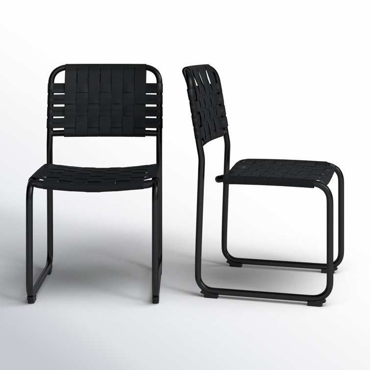 Bailee Black Genuine Leather and Iron Side Chair Set