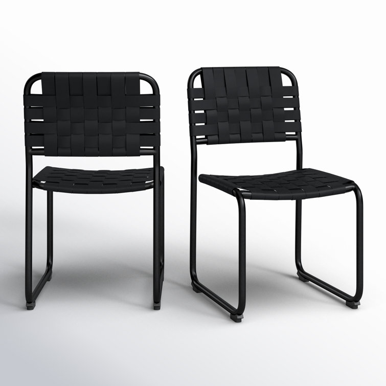 Bailee Black Genuine Leather and Iron Side Chair Set