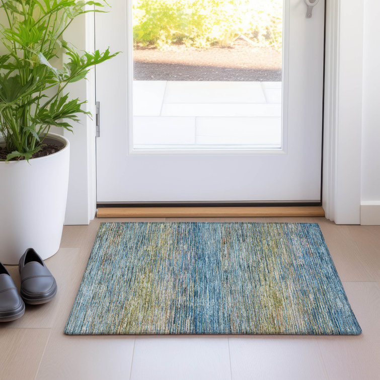 Red and Beige Synthetic Flat Woven Stripe Rug 20" x 30"