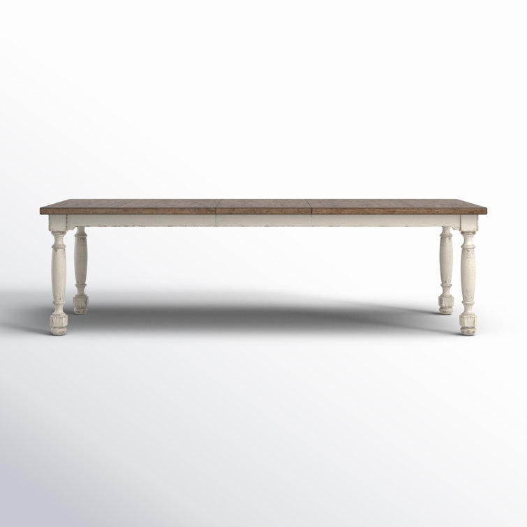 Rustic Cream and Brown Extendable Reclaimed Wood Dining Table