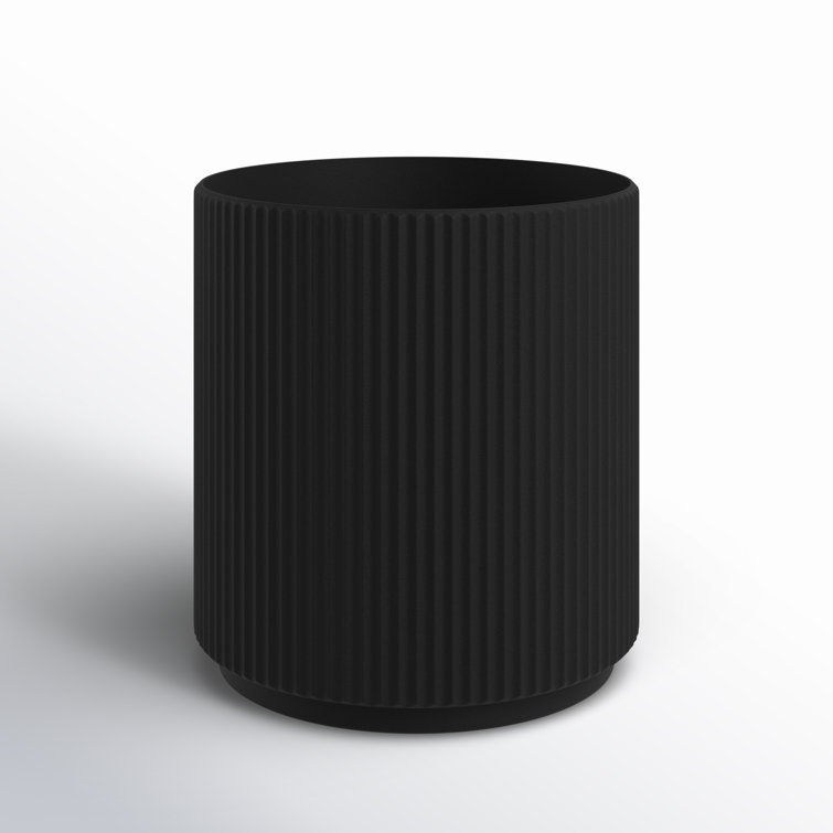 Black 20" Plastic-Stone Round Planter for Indoor/Outdoor