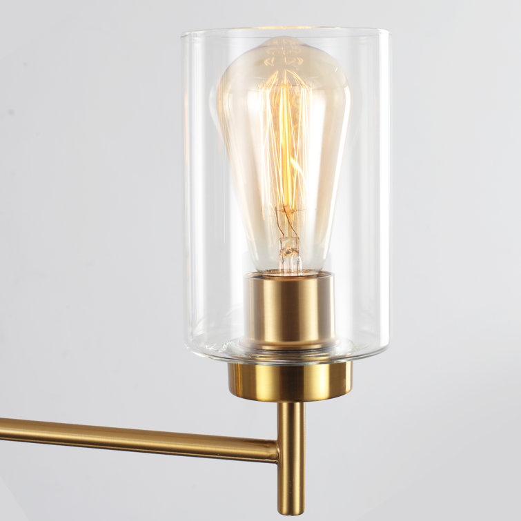 Gold and Clear Glass 5-Light Kitchen Island Chandelier