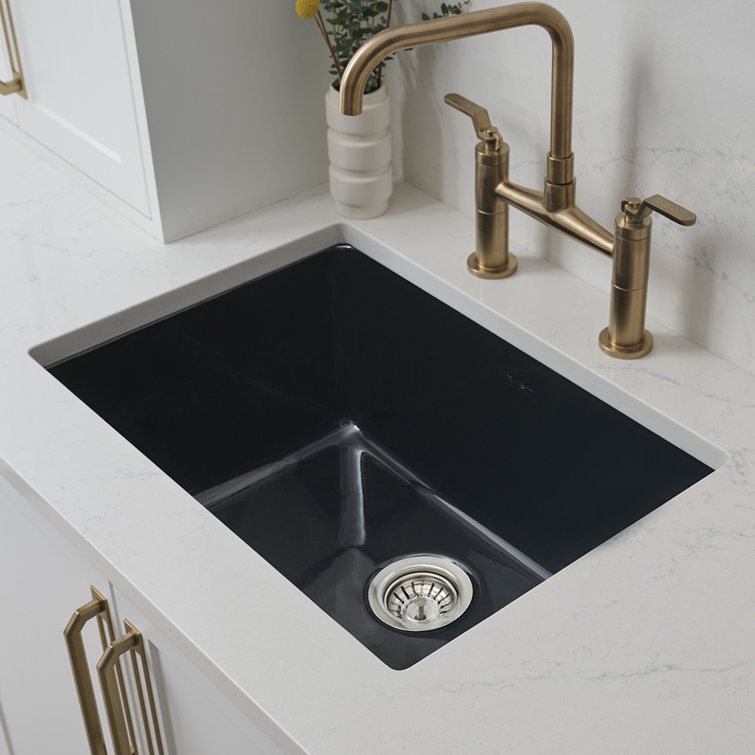 34-Inch Black Fireclay Drop-In Single Bowl Kitchen Sink
