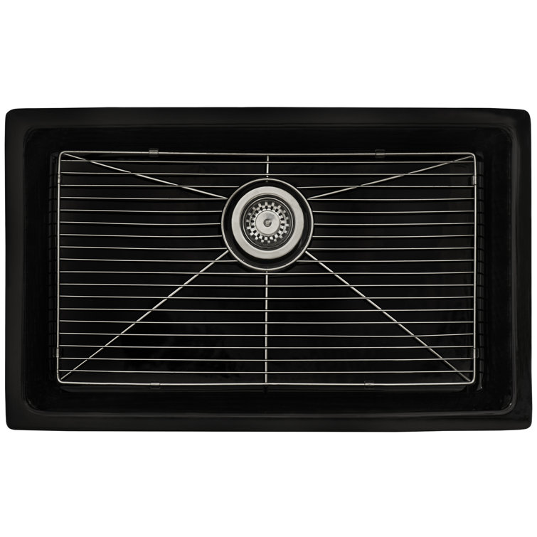 34-Inch Black Fireclay Drop-In Single Bowl Kitchen Sink