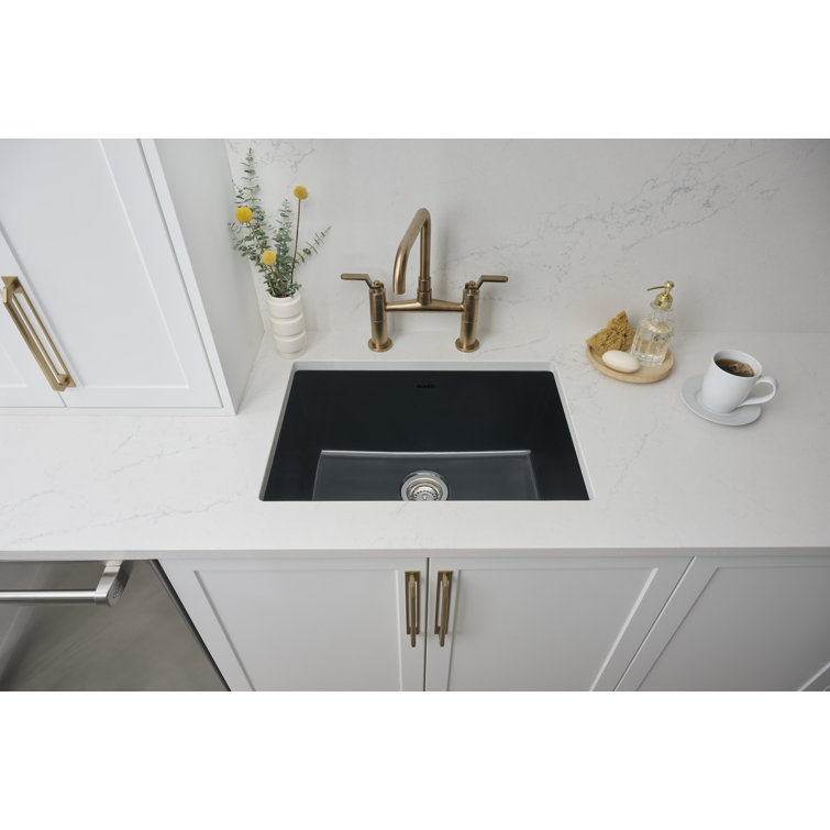 34-Inch Black Fireclay Drop-In Single Bowl Kitchen Sink