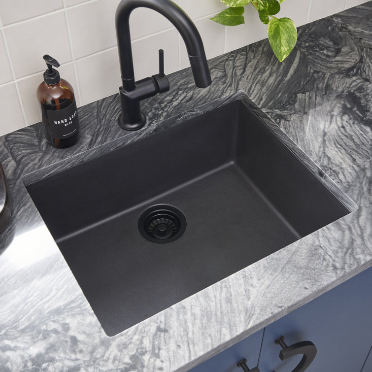 Midnight Black Granite Composite Single Bowl Kitchen Sink
