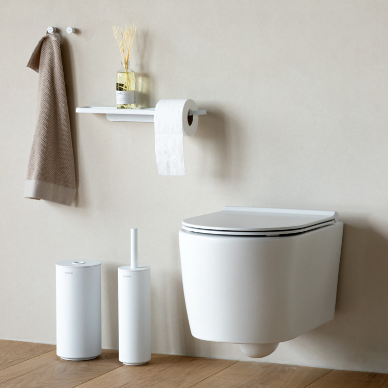 Mineral Gray Wall Mounted Toilet Roll Holder with Shelf